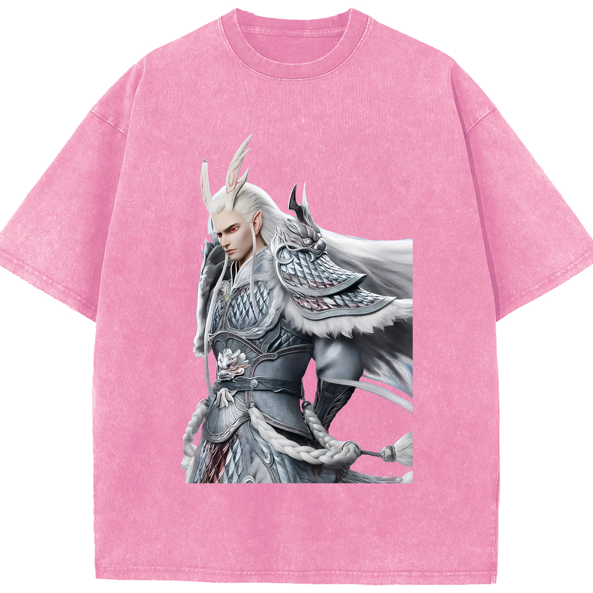 （画像用） Ne Zha 2 ナタ 魔童の大暴れ 綿100% ヴィンテージ風 半袖Tシャツ（フロントプリント）